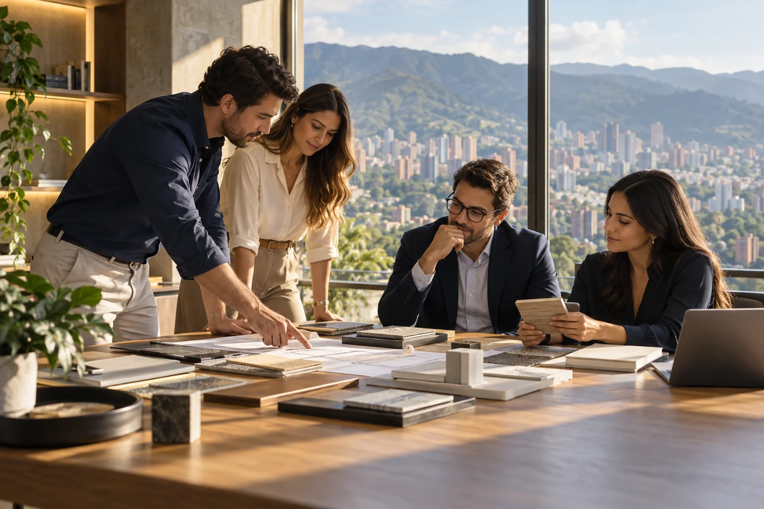 Equipo comercial trabajando en una oficina